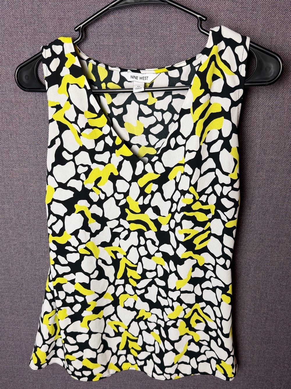 Nine West Black White and Yellow Animal Print Sleeveless Camisole